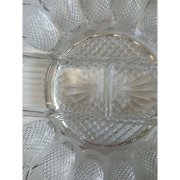Vintage L. E. Smith Glass Deviled Egg Hors D'Oeuvres Serving Plate Platter - Picture 8 of 16